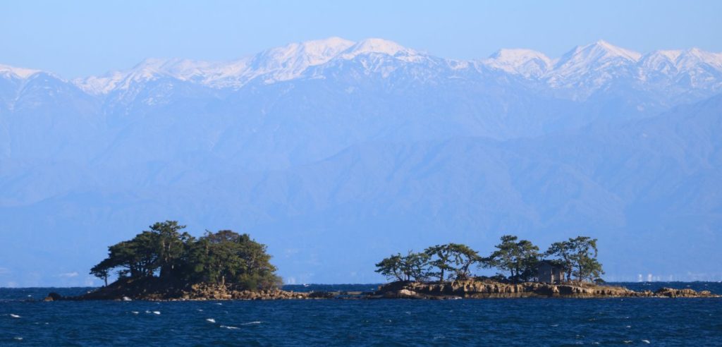 View of Tateyama Mountains and Toyama Bay from Noto Peninsula