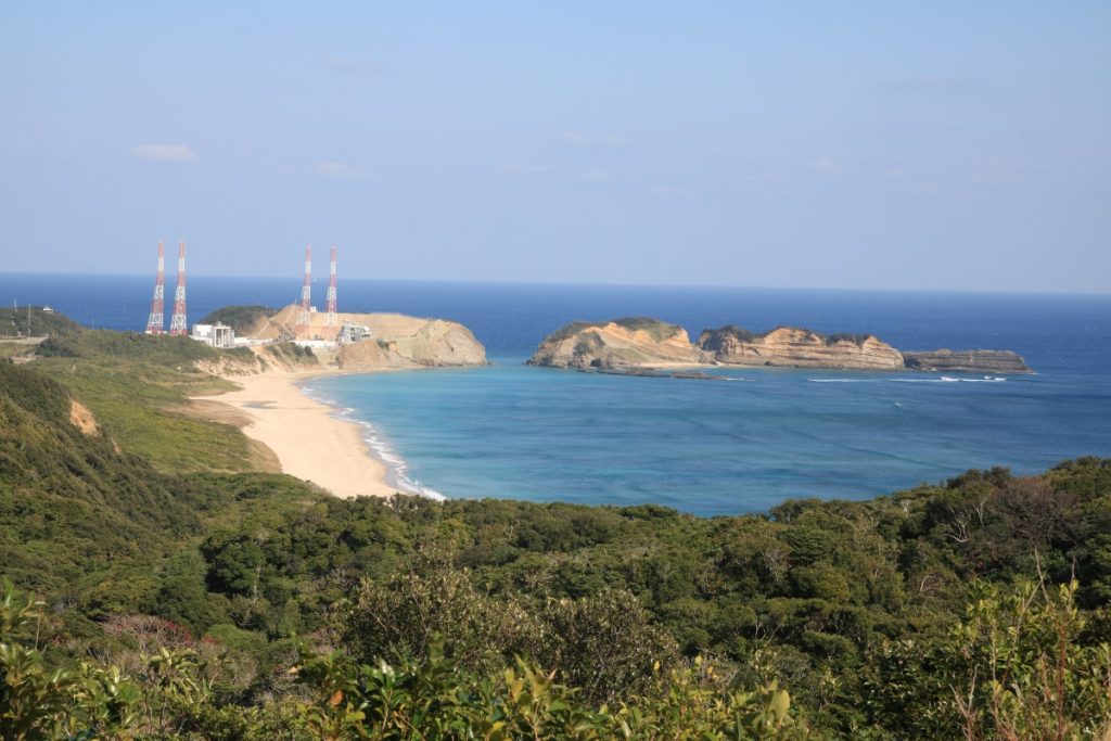 View of Tanegashima Space Center and nearby beach in Tanegashima Island, Kagoshima, Japan